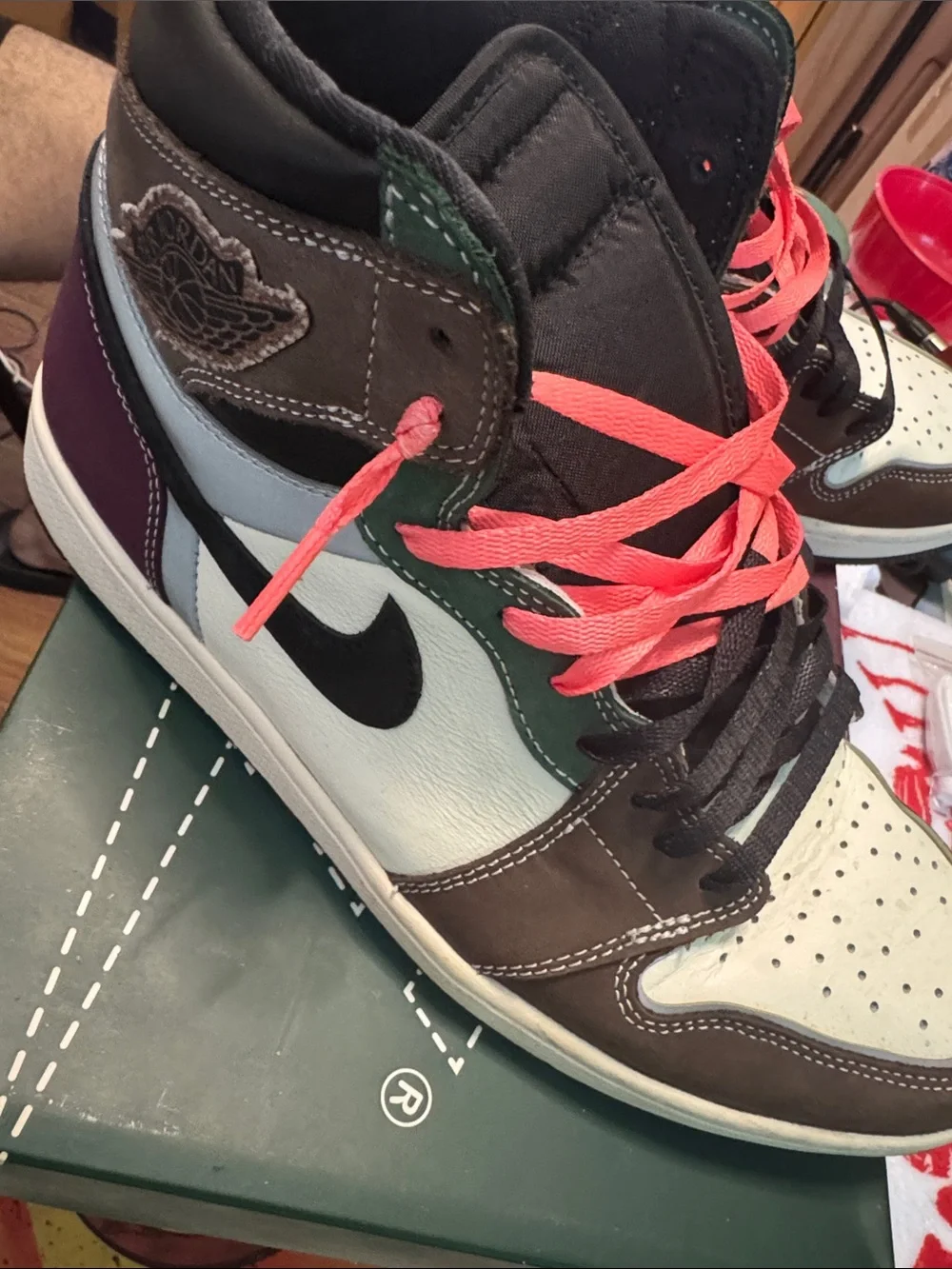 Nike Air Jordan 1 High - Brown, White with Pink Laces